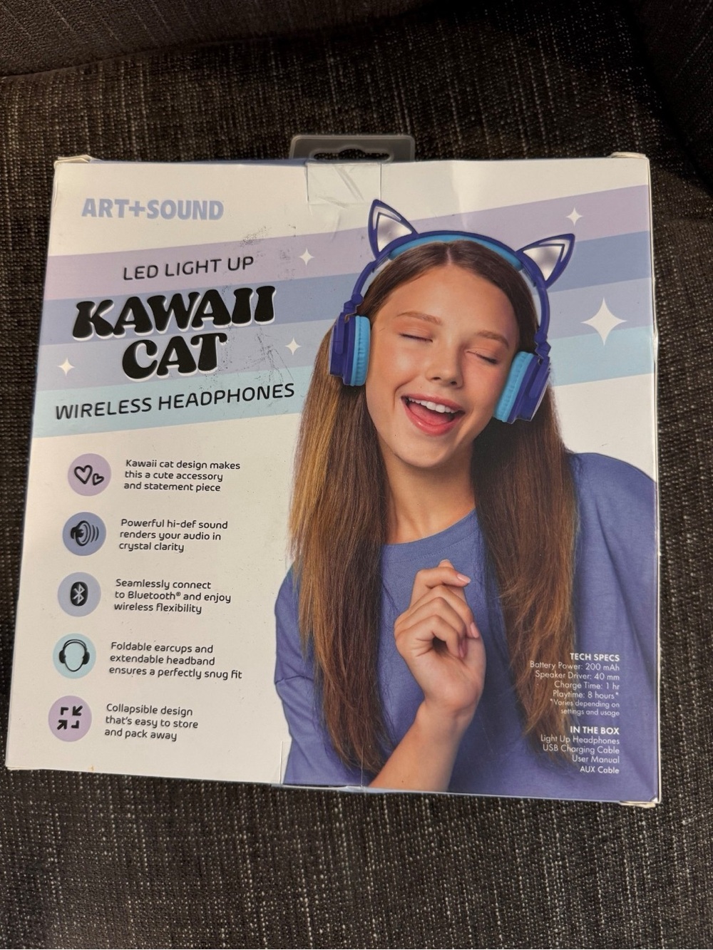 Kawaii Cat LED Light Up Wireless Headphones